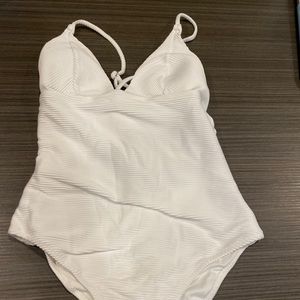 Ribbed white one piece